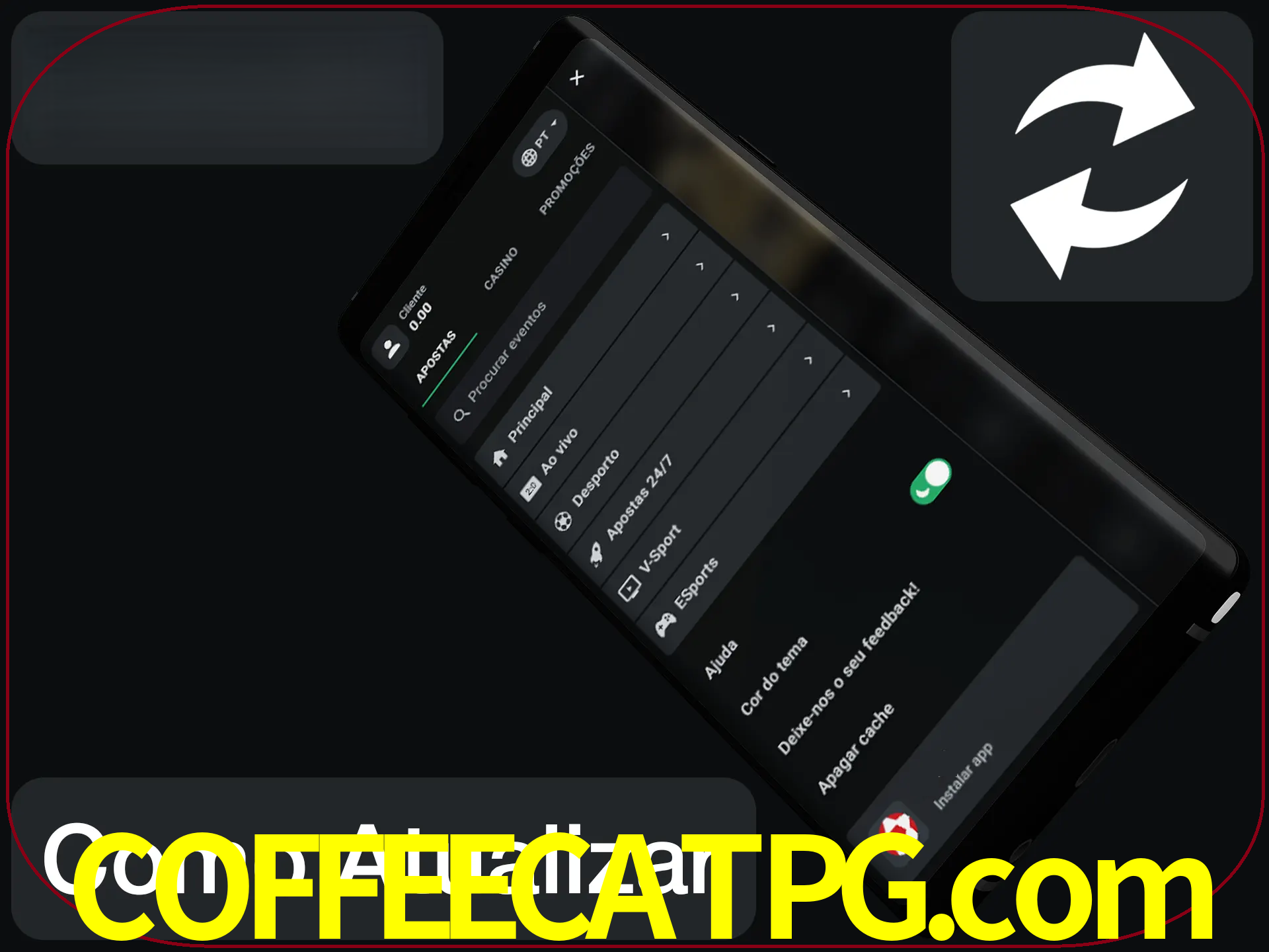 O aplicativo é atualizado automaticamente quando você faz o login.