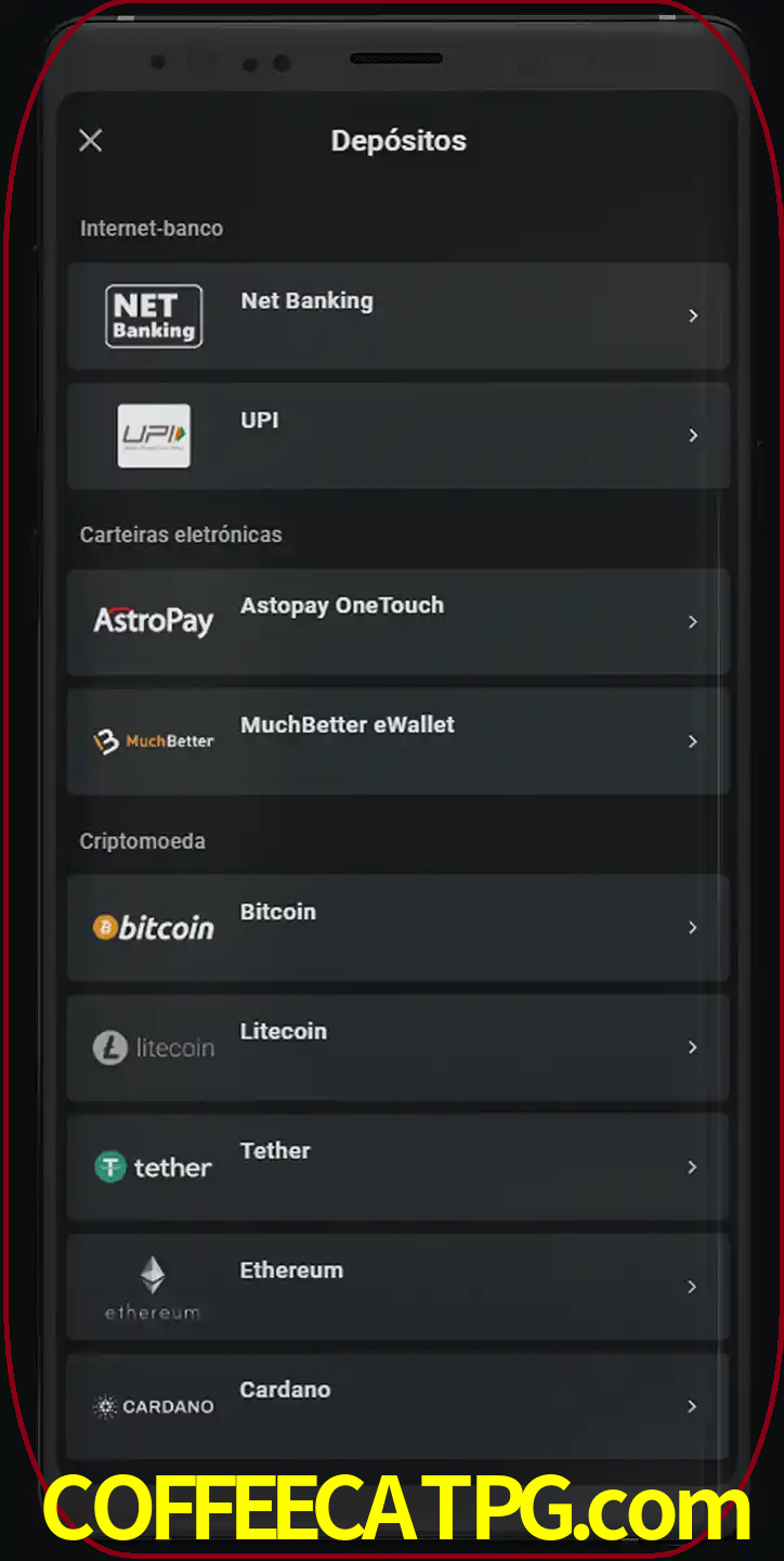 Você pode usar métodos alternativos de depósito.