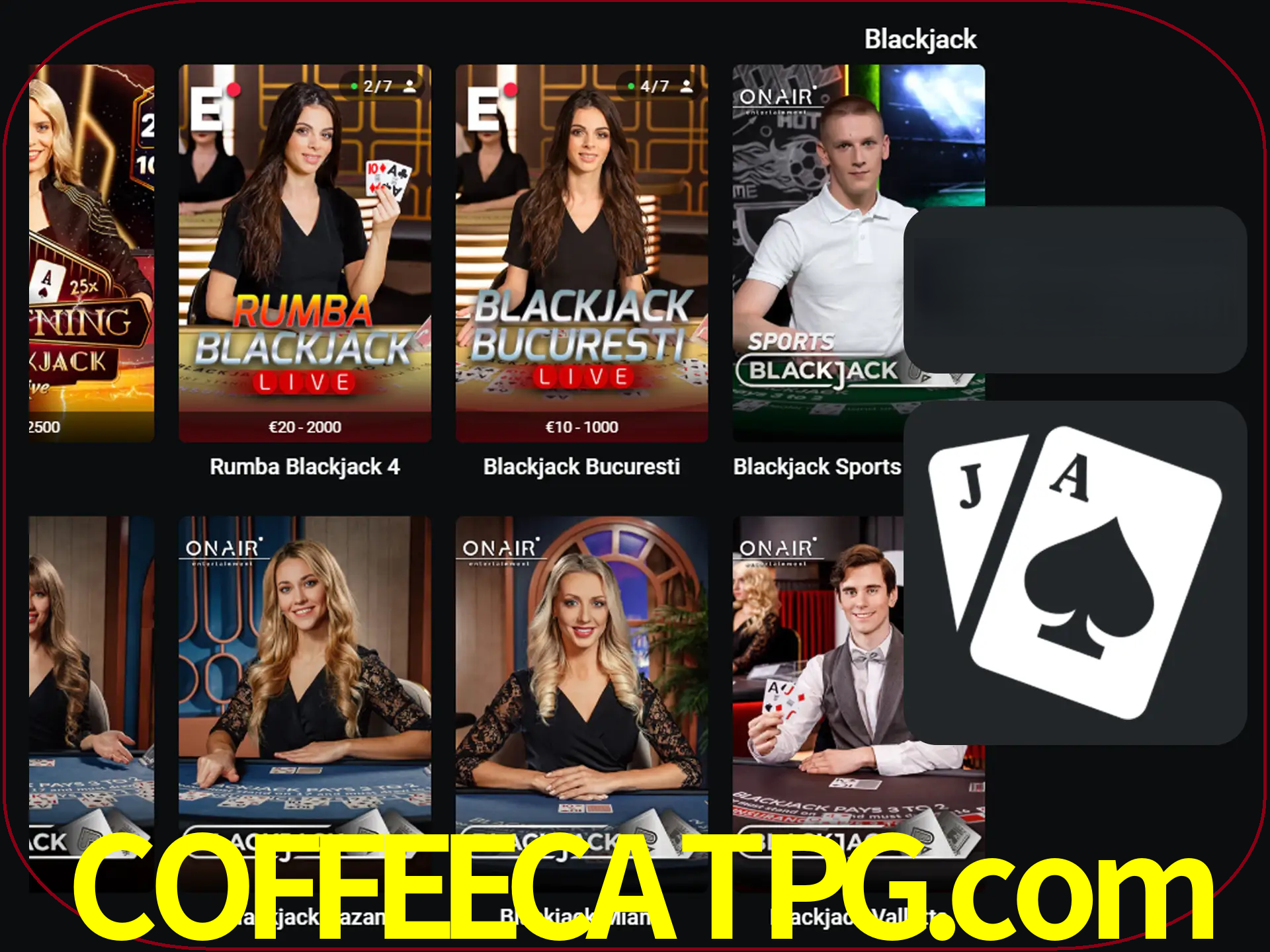 Escolha uma mesa completa de jogadores de blackjack.